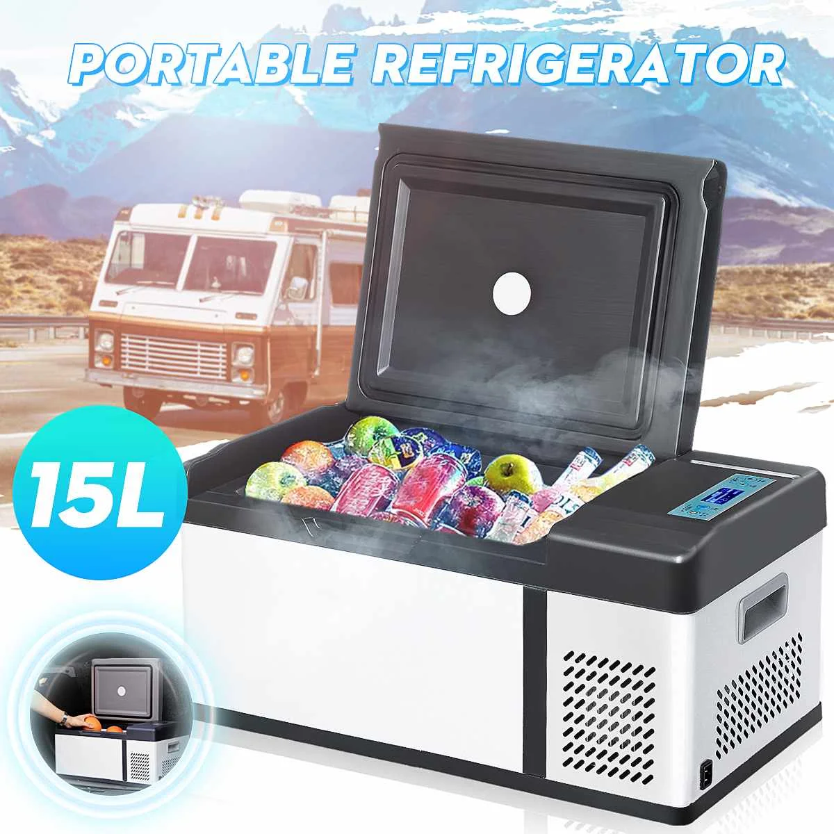 

15L Car Refrigerator Compressor Universal DC 12V&24V AC 110V-220V Dual-use Mini Fidge Cooler Frezzer Box -2020 Degrees