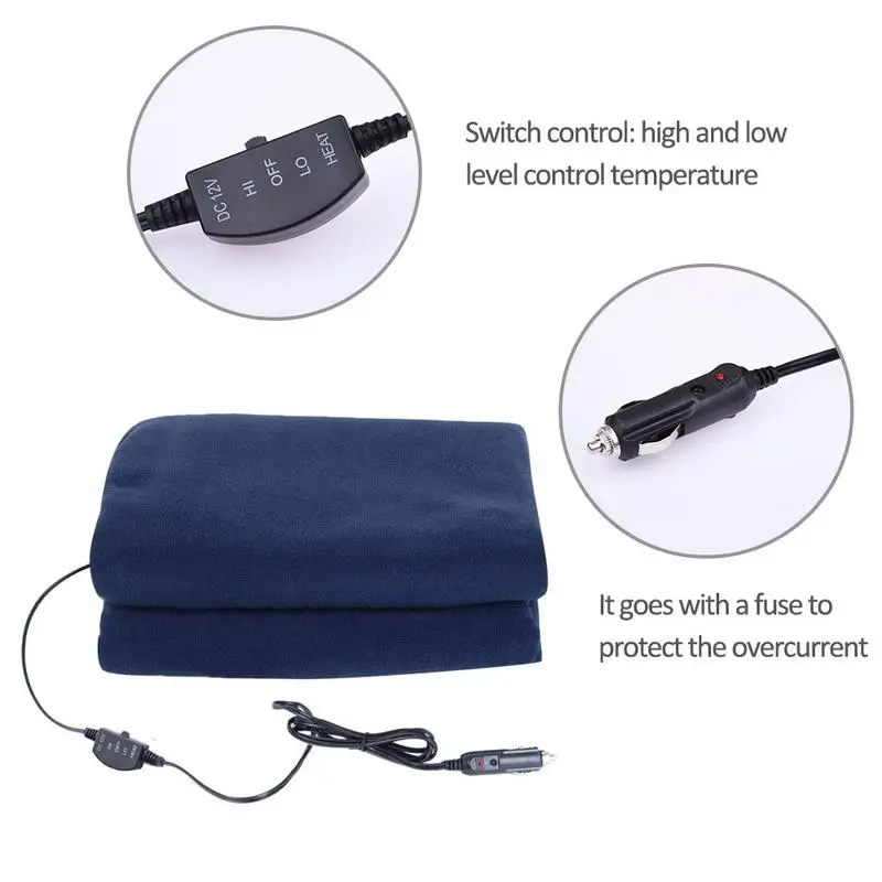 Car Heated Blanket 145x110cm 12V 3 Levels Control