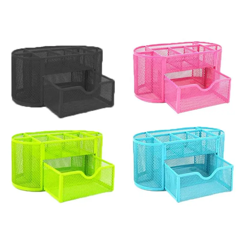 

Color 9-grid Storage Box Wrought Iron Desktop Iron Mesh Finishing Storage Box 9 Grid Iron Mesh Storage Box Pen Holder