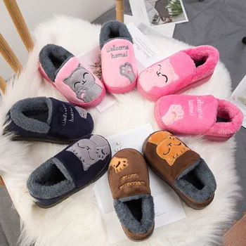 

Children's Slippers Cartoon Winter Warm Non-slip Kids Slipper Baby Boys Girls Chinelo Home Indoor Soft Fur Cotton Kids Shoes