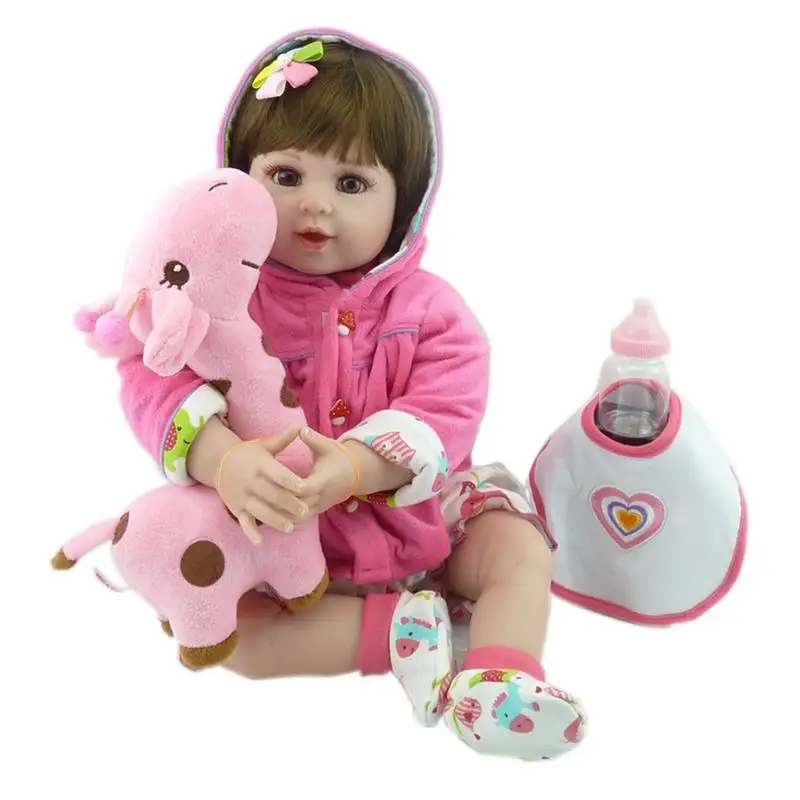

New Born Baby Lifelike 52cm Girl Pink Princess Winter Coat Birthday Gift Children Lifelike Toys Child Early Education Best Gifts
