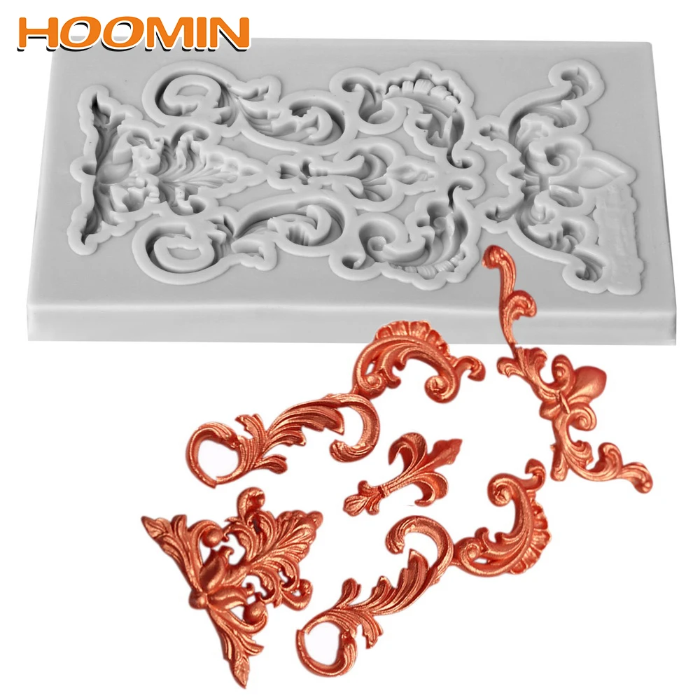 

HOOMIN Border Silicone Cake Mold Chocolate Candy Lace Relief Vintage Embossed Pattern Cake Decorating Tools Fondant Baking Mold