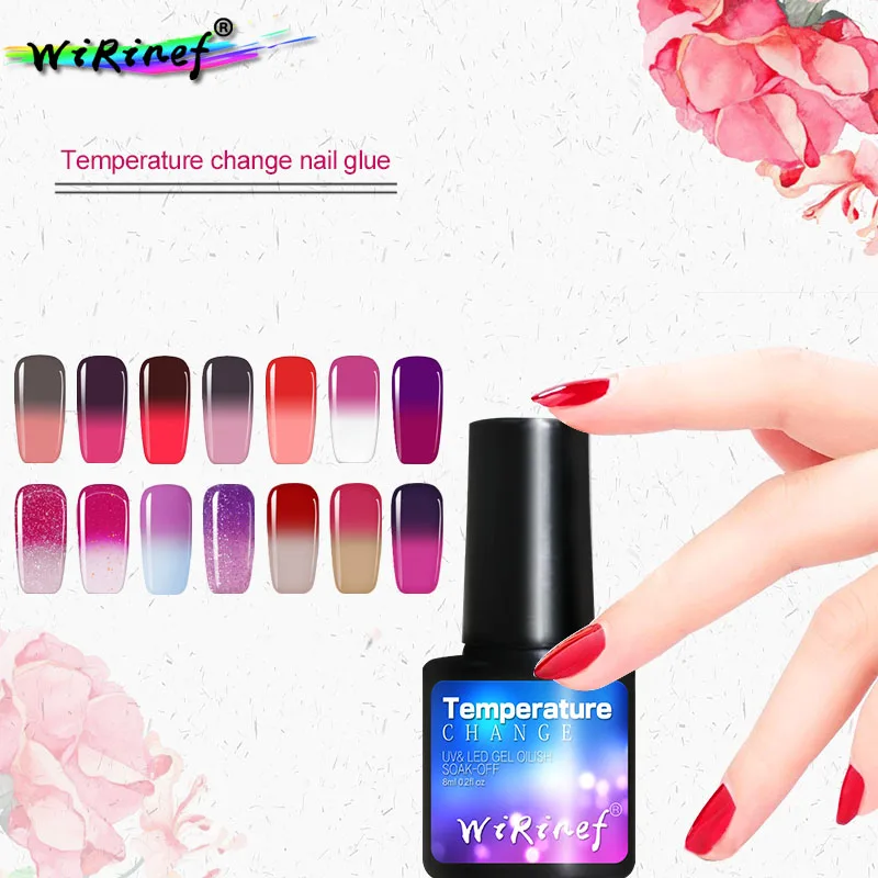 

WiRinef 8ml Temperature Rose Red Series Nail Gel Polish UV LED Gel Magic Change Colorful Nail Lacquer Nail Varnish Glue