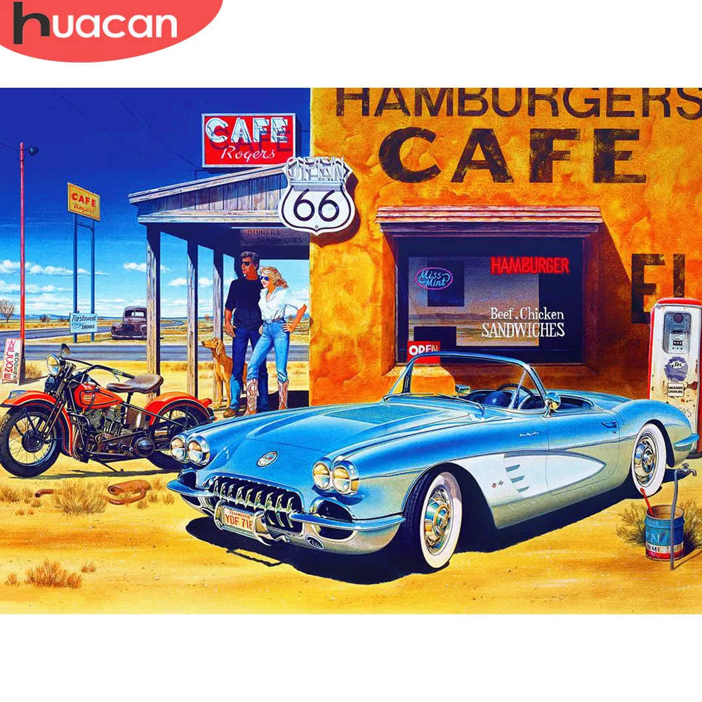 

HUACAN 5D DIY Diamond Painting Round Drill Scenic Car Rhinestone Picture Embroidery Sale Diamond Mosaic Home Decor Gift