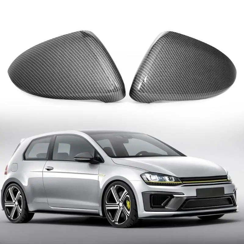 

VODOOL 2Pcs Carbon Fiber Pattern Car Side Rear View Mirror Cover Rearview Wing Mirror Caps For VW Golf MK7 R GTI GTD Hatchback