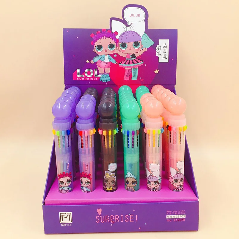 

1PC 10 Colors In 1 Ballpoint Pens Cute Loli Pens Kawaii Multicolor Ball Pens For Kids Gift School Office Supplies Stationery