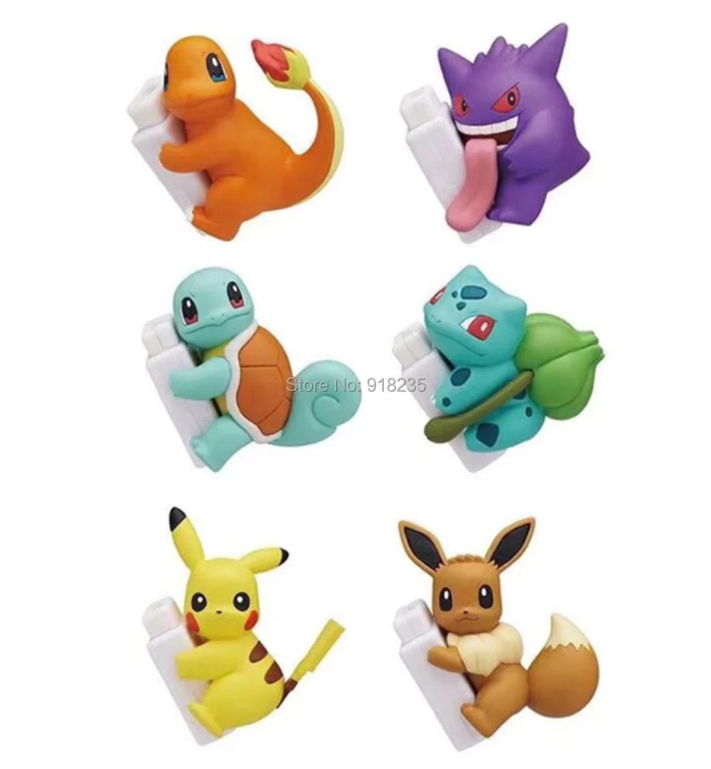 30 шт Pikchu Evee белки Бульбазавр чармандер Gengar 6 см Фигурки кабель протектор для Android