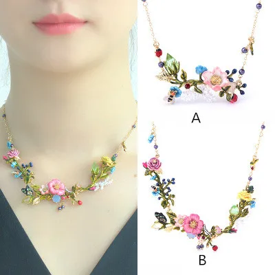 

Free shipping Fashion enamel flower necklace