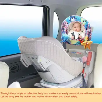 

Adjustable Baby Car Back Seat Mirror Infant Safe View Monitor Cartoon Animals Plush Shape Kids Cars Seats Rearview Mirror Access