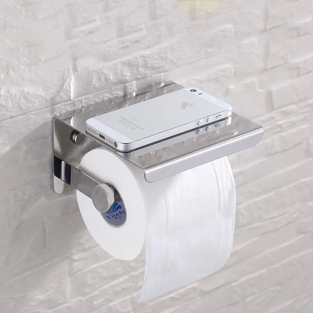 

AsyPets Free Punching Stainless Steel Self Adhesive Phone Tissue Holder for Toilet