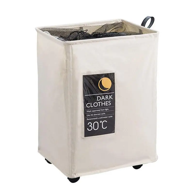 

Large Capacity Drawstring Laundry Basket Foldable Iron Frame Dirty Clothes Basket Single Grid Cloth With Wheel Handle Pracyical
