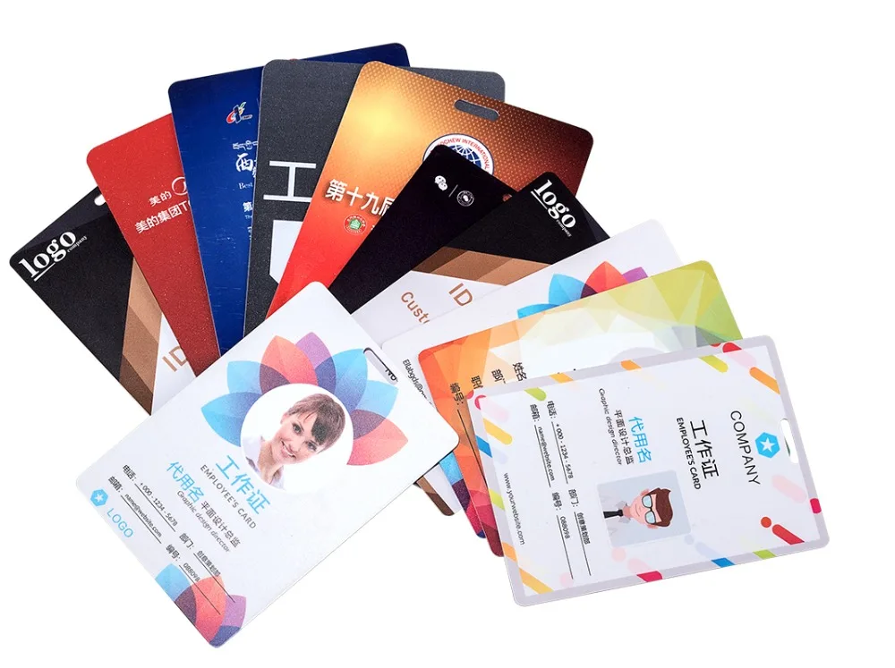 Custom Business Cards Logo Printed PVC Card Plastic Staff ID Cards Personalized Photo Membership Cards 0.76-1mm thickness NO MOQ colorful employee plastic id card holder name tag lanyard neck strap staff work card office stationery supplies