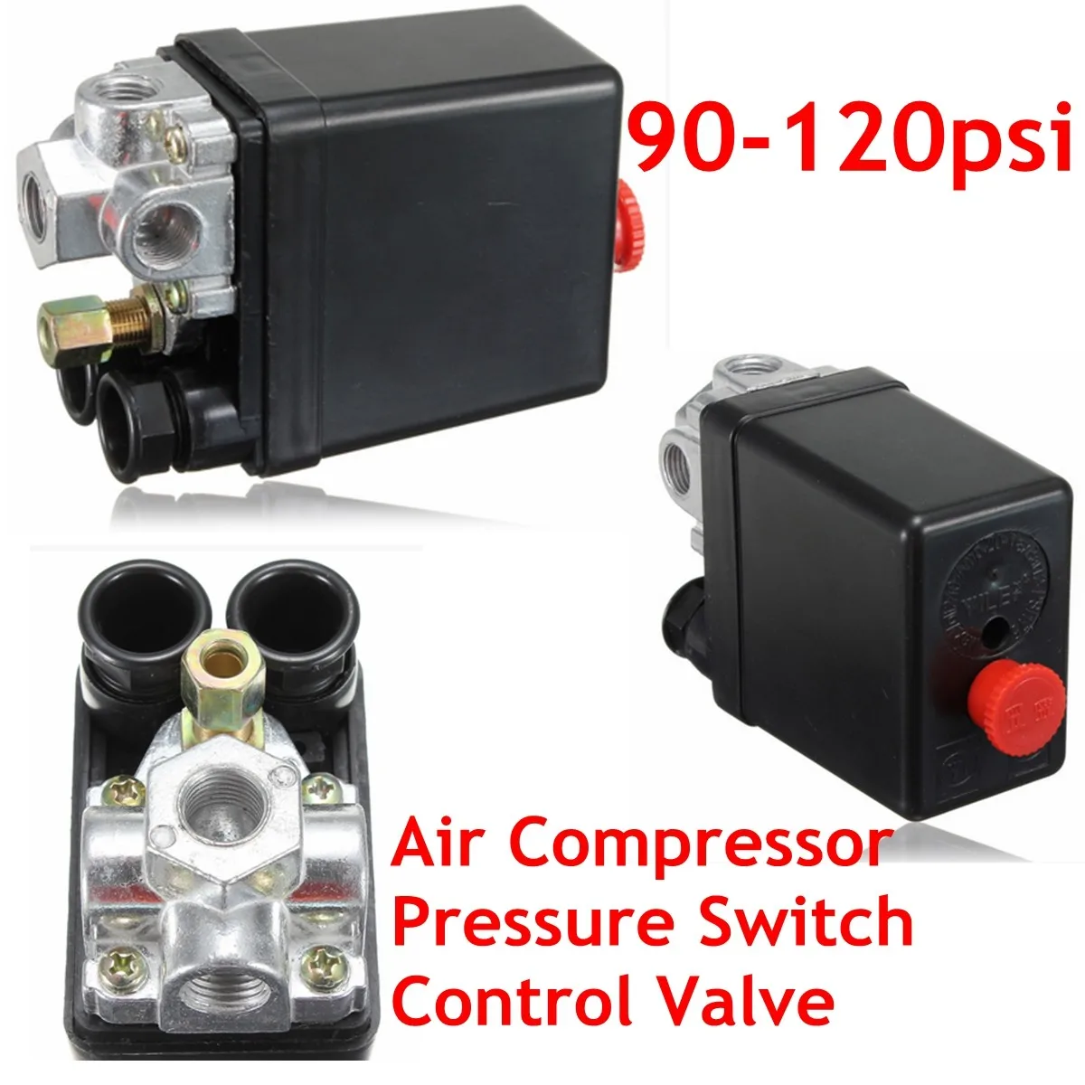 

90-120PSI Heavy Air Compressor Pressure Control Switch Valve 12 Bar 20A AC 220V 4 Port