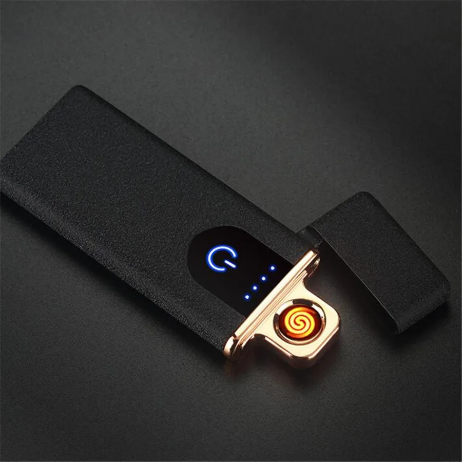 Ультратонкая металлическая Электронная зажигалка USB ветрозащитная беспламенная