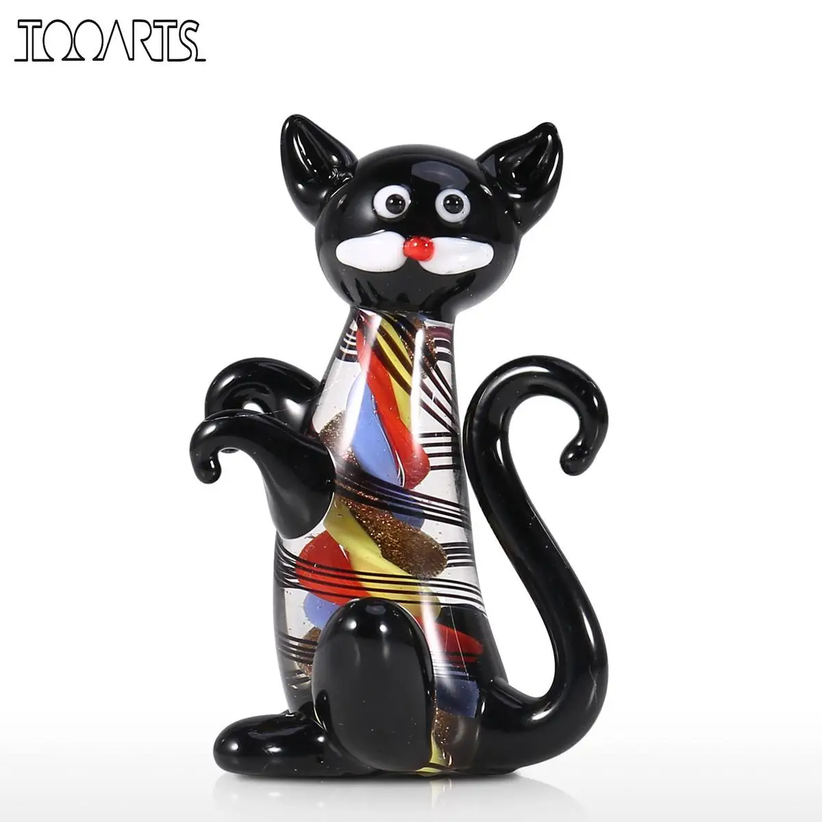 Черная фигурка котенка мини кошка стеклянное украшение статуи | Статуэтки и миниатюры -32971430496