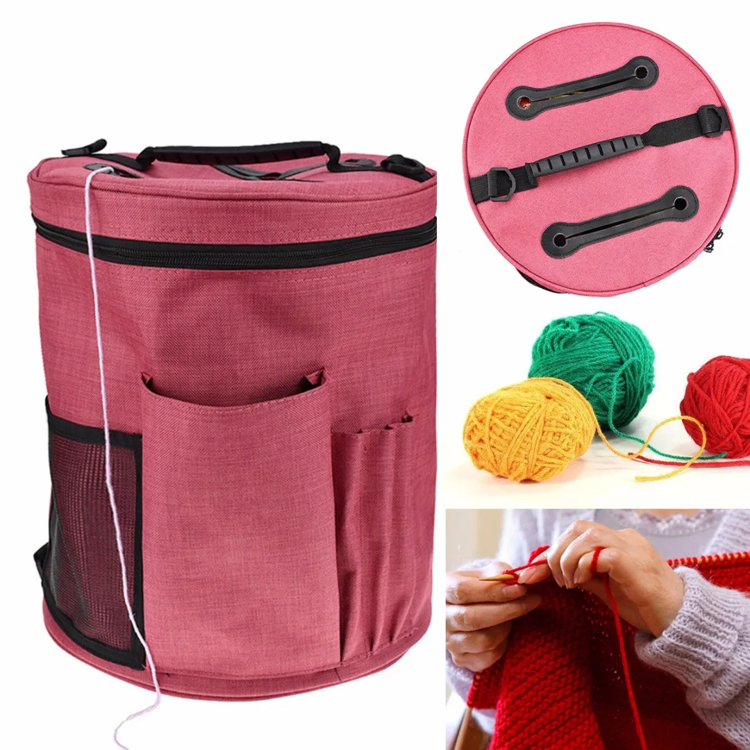 JX LCLYL New Large Round Knitting Tote Bag Yarn Storage Bag Crochet
