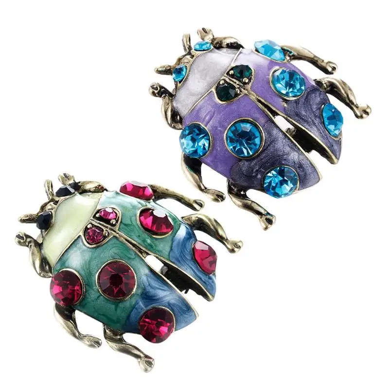 

Vintage Rhinestone Ladybug Brooch Jewelry Animal Brooch Pins for Women Fashion Women Party Scarf Clip