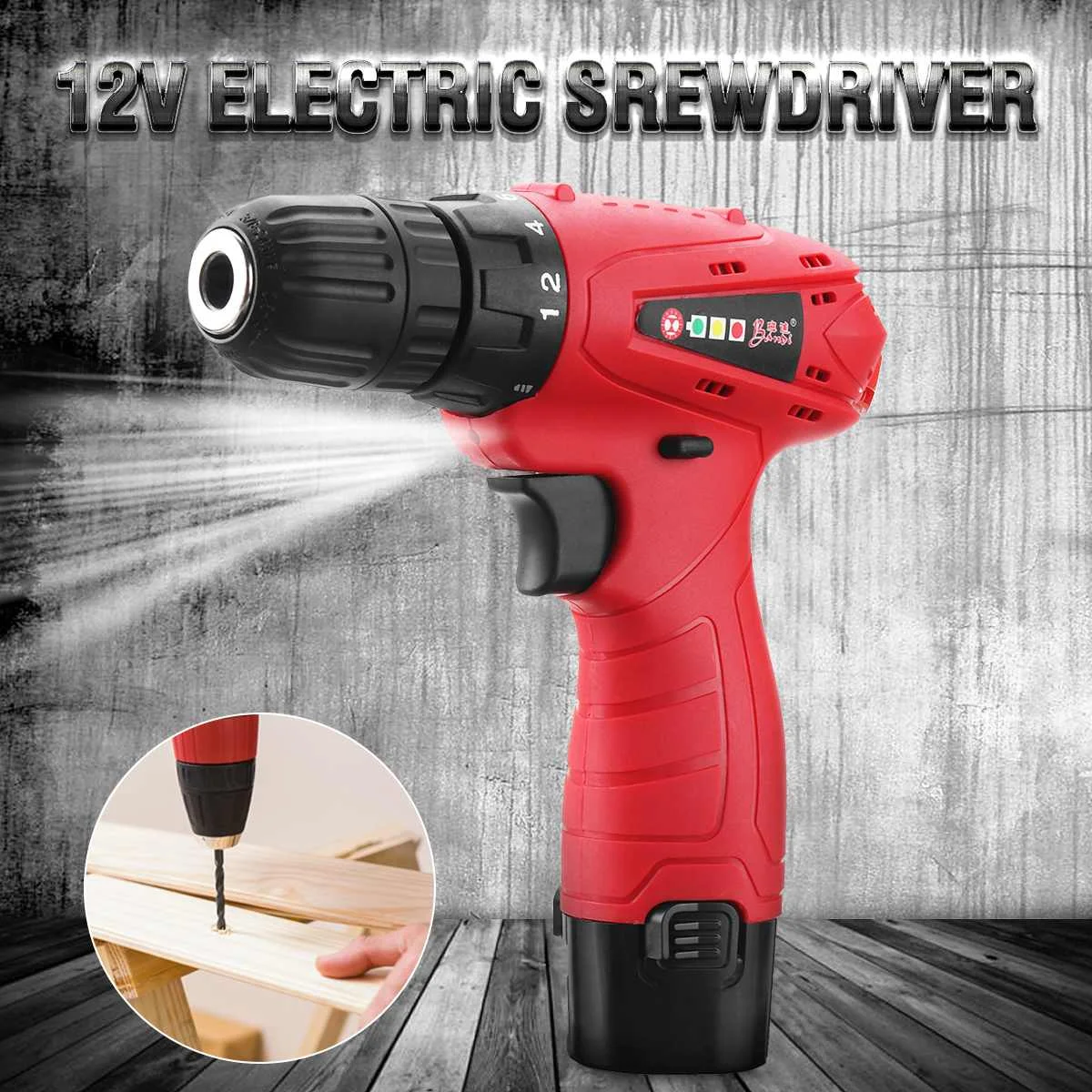 

12V lithium-ion Battery Cordless Electric drill electrical Screwdriver with Work Light hand Power Tools