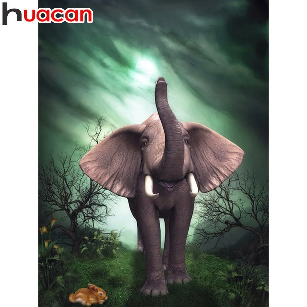 

HUACAN New Diamond Painting Full Square Elephant 5D DIY Diamond Embroidery Animal Cross Stitch Mosaic Rhinestones Decor Home