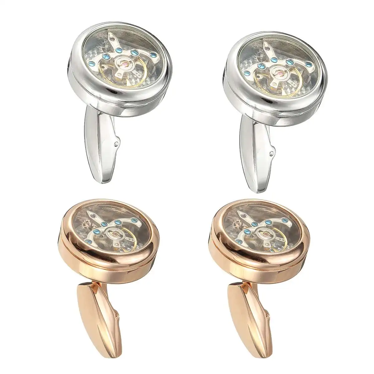

High-grade Balance Wheel The for Tourbillon Movement Cufflinks White steel color Rose gold color One line