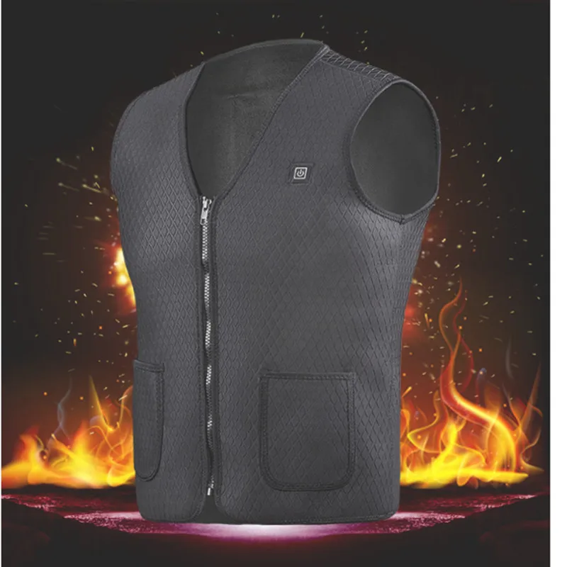 

2018 Upgraded Men Outdoor USB Infrared Heating Vest Jacket Winter Carbon Fiber Electric Thermal Clothing WaistcoatWarm