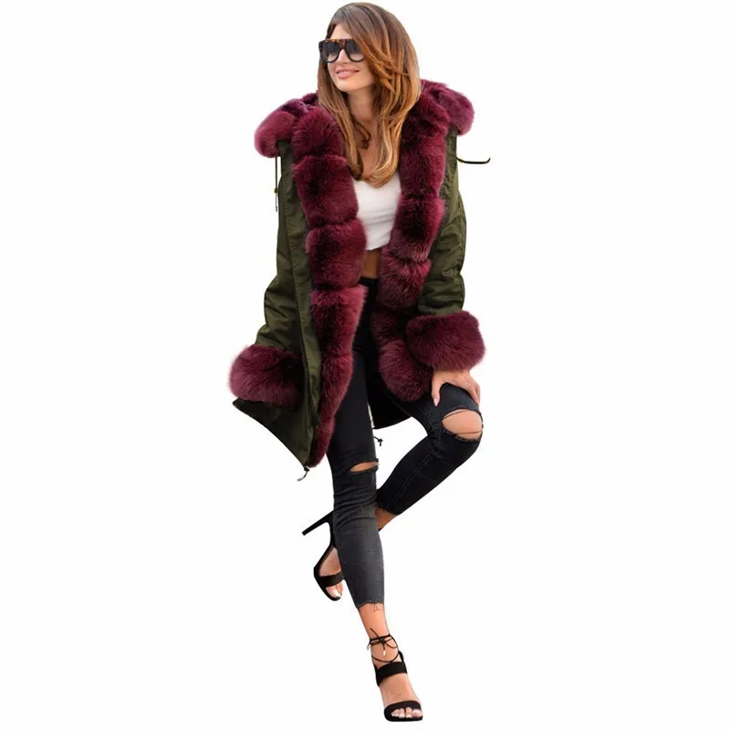Woman High Quality Luxury Fur Collar Winter Warm Coat Fashion Lady Outwear High Street Fur Sleeve Warm Coat Jackets Woman High Quality Luxury Fur Collar Winter Warm Coat Fashion Lady Outwear High Street Fur Sleeve Warm Coat Jackets