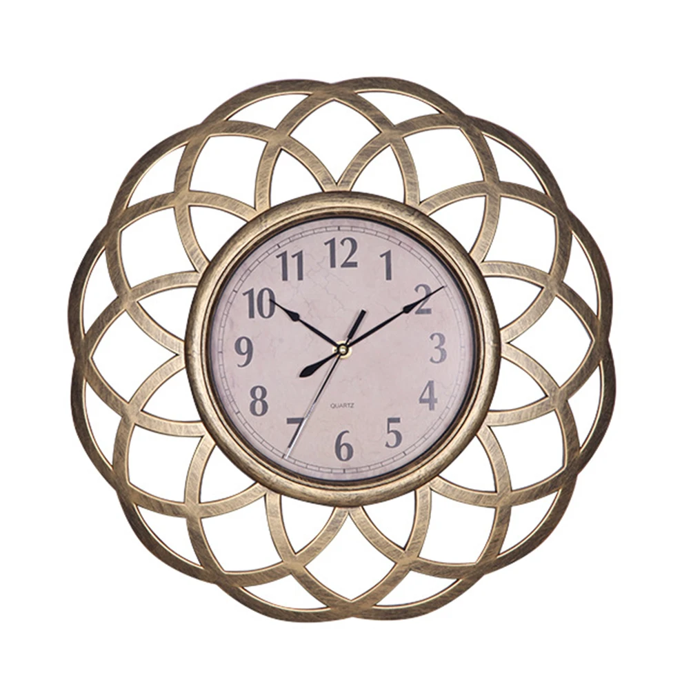 

Vintage Dial Clock European Hollowed-out Silent Clock 3D Large Decorative Wall Clock for Living Room Bedroom Kitchen(Golden)