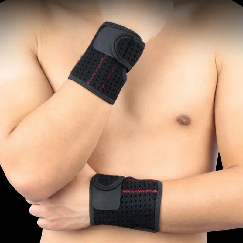

Breathable Comfortable Sports Wristband Spring Support Wrist Splint Workout Weightlifting Strap Protector For Fitness Black