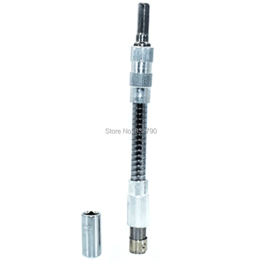 

1/4" Drive Flexible Flexi Socket Extension Bar Adapter for Socket + 1/4" Square Drive to 1/4" Hex Screwdriver Bit Holder Adapter