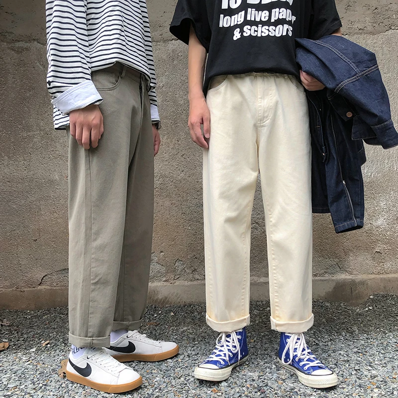 Men's Casual Pants New Seasons Apply Solid Color Straight Pants Youth Popular Casual Pants Trousers Youth Student Casual Pants
