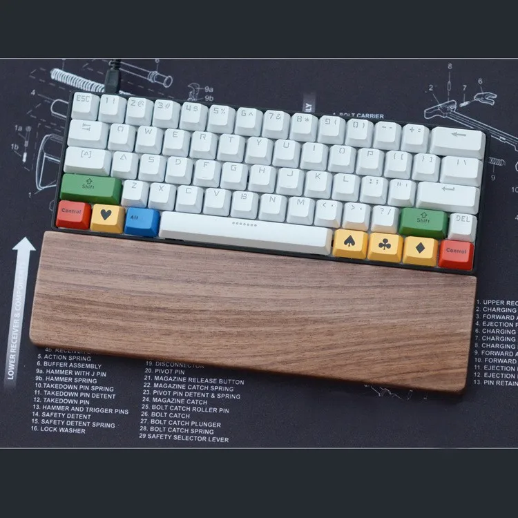 

Mouse Pads Wood Walnut For Palm Rest Keyboard Wrist Protection Anti-skid Pad for 60 key 11.8'' For Gaming Keyboard