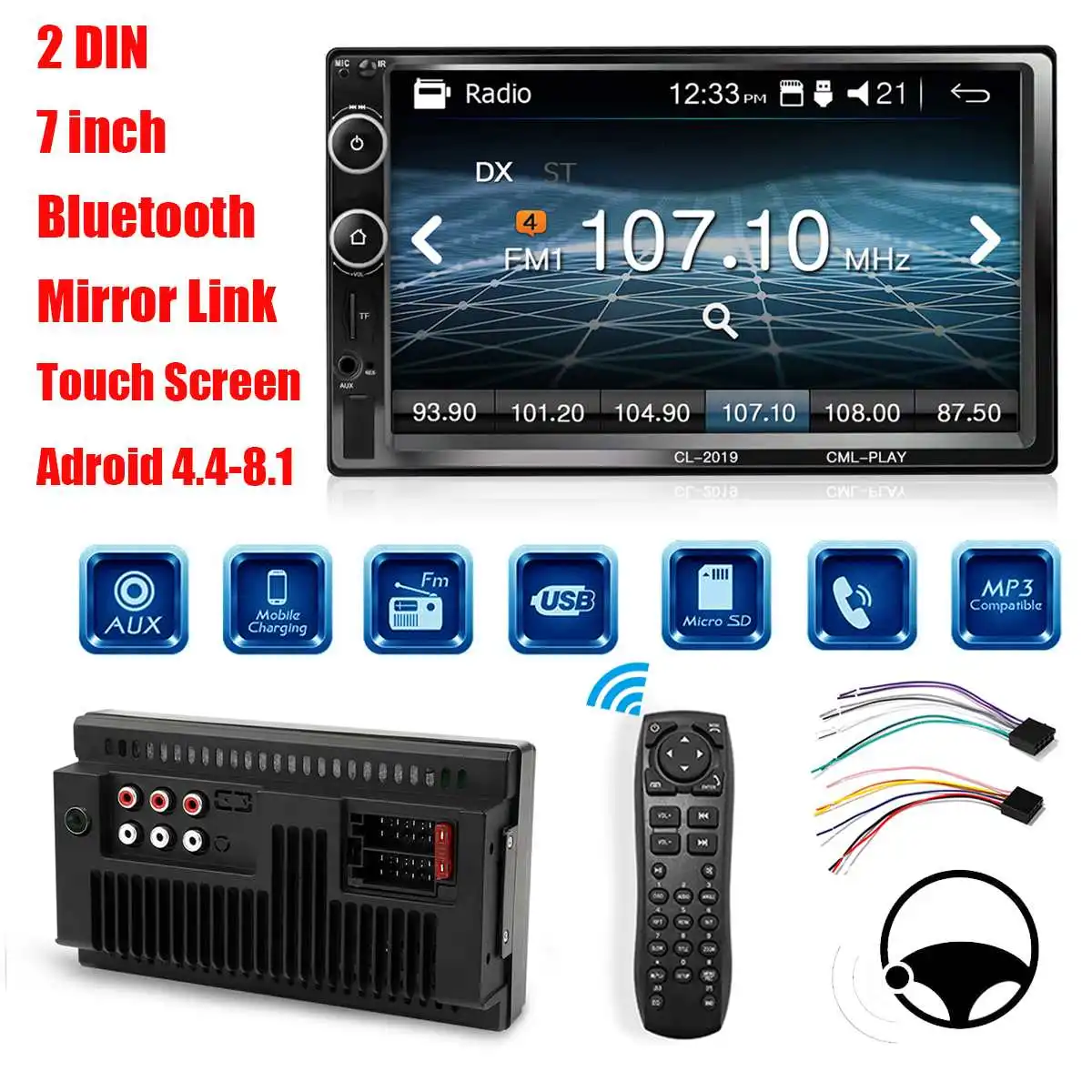 

Car Multimedia Player 7 Inch 2DIN Car MP5 Player HD bluetooth Hands Free Remote Control Car Radio Audio Touchable AUX FM USB