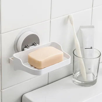 

1 pc Soap Dish Self-adhesive Wall-mounted Creative Non-trace Soap Holder Drain Tray Soap Rack for Kitxhen Bathroom
