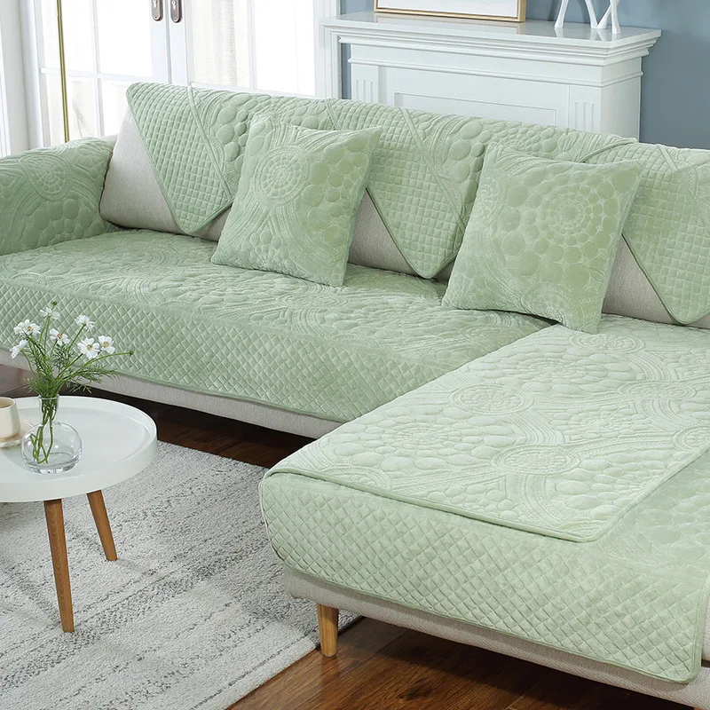 

Thick Plush Sofa Cover Couch Towel Modern European Sofa Cushion Pillow L Corner Sofa Cover Solid Color Warm Sofa Towel