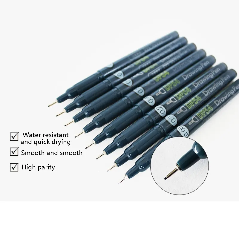

9 Pcs/lot Black Waterproof Art Markers Full Needle Drawing Water Based Brush Markers Pen Fade Proof Fine Liner Sketch Marker Pen
