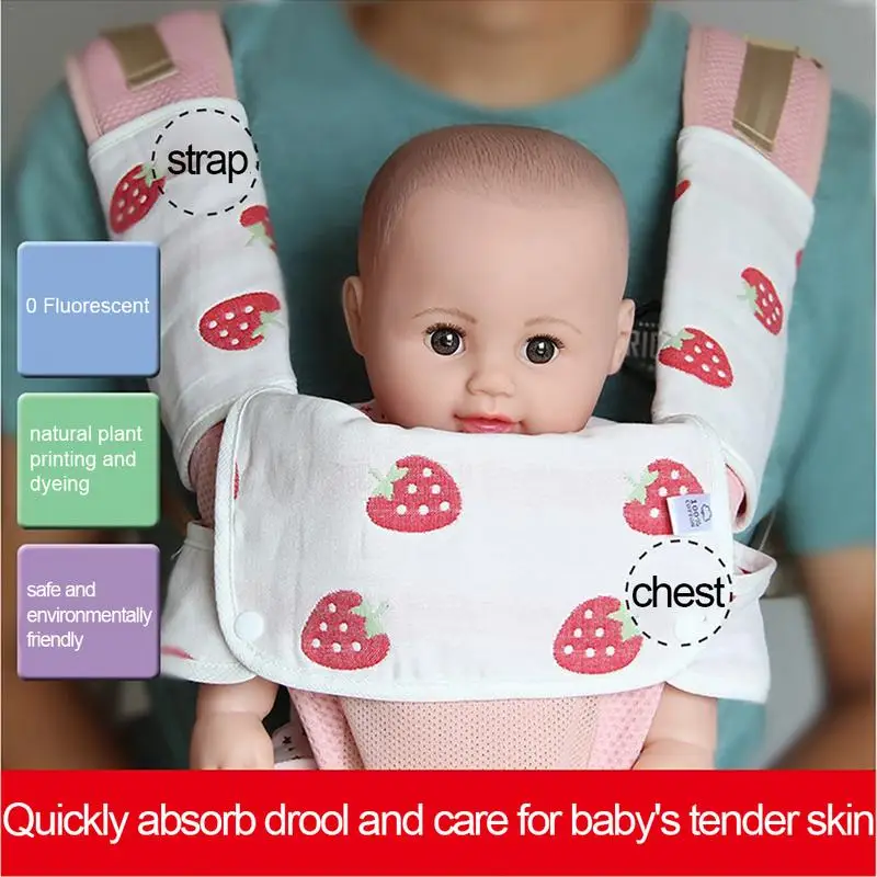 

3PCS/Set Baby Waist Stool Drool Teething Reversible Cotton Pad Multi-Function Baby Strap Dinner Bib Sweet Cartoon Pattern O3