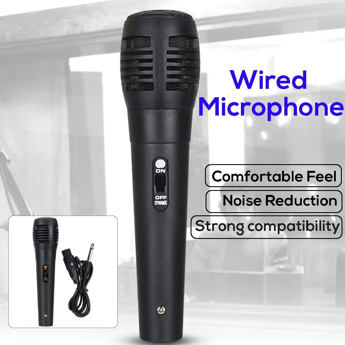 

Handheld Wired Microphone Uni-directional Dynamic Professional Stereo Studio Speech Mic Audio for Karaok