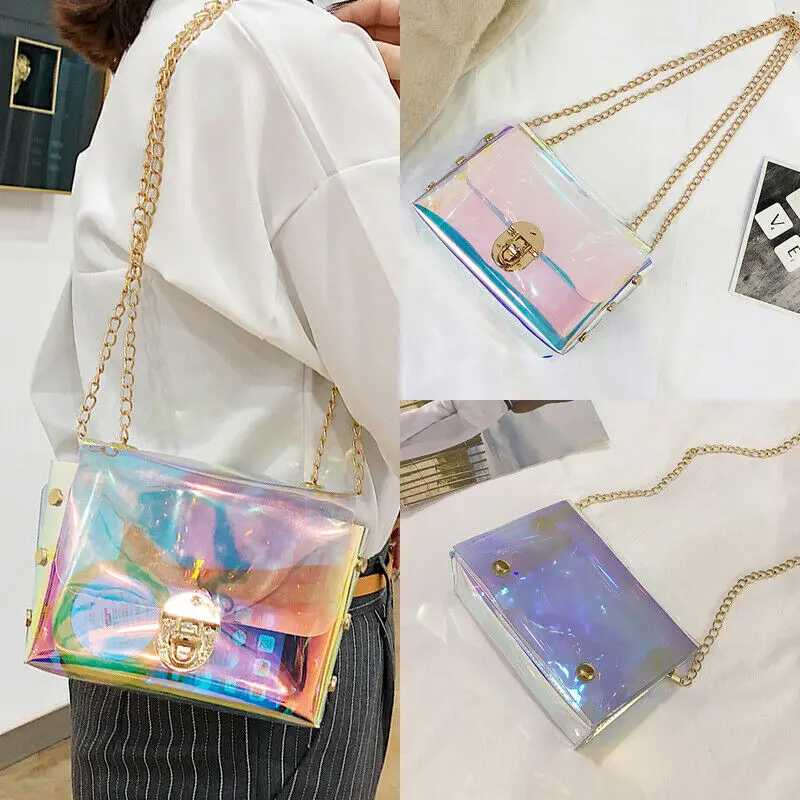 

Women Holographic Long Zipper Bag Clear Transparent Tote Wallets Colorful Fashion Purse Laser Clutch