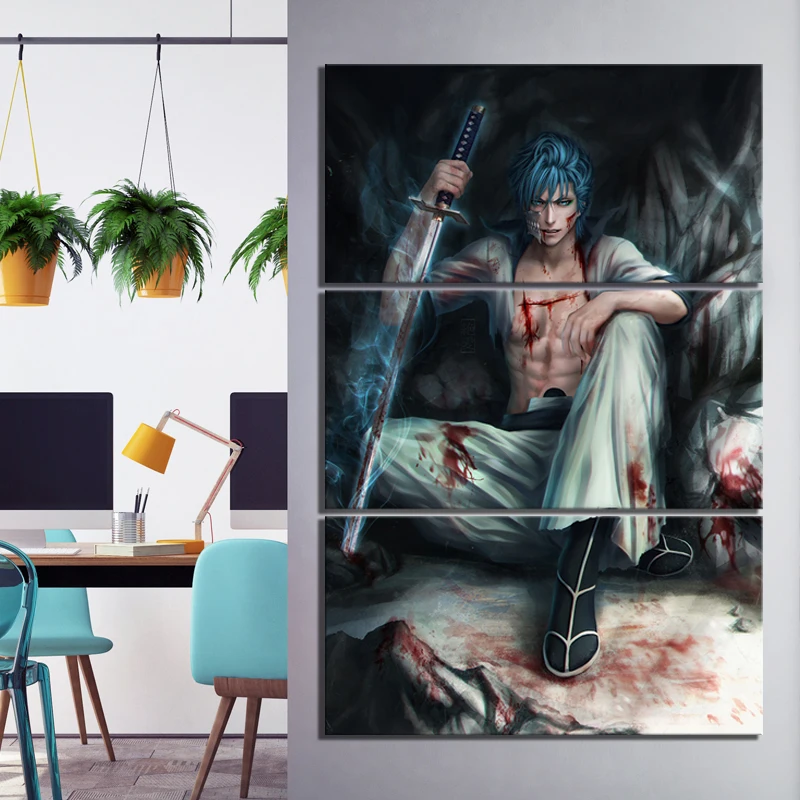 

Home Decor Canvas Picture 3 Piece BLACH Grimmjow Animation Painting Poster Wall For Home Canvas Painting Wholesale
