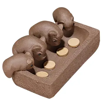 

Purple Sand Pig Tea Pet Creative Four Eating Piglets Tea Tray Decor Home Table Decoration Tea Ceremony Supplies