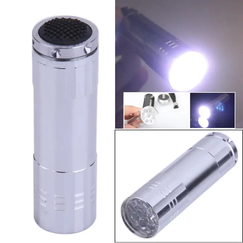 Mini 9 LED Flashlight 3 AAA Battery Operated Pen Light with Lanyard