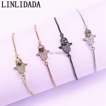 10 шт потребительских упаковок для микро паве Циркон в виде ракушки браслет на руку “Хамса” для Для женщин Для мужчин Регулируемая цепь Браслеты на зестежке с LL-B020