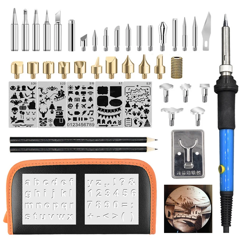 

Mayitr 42Pcs 60W Soldering Iron Pen Temperature Adjustable Soldering Iron Wood Burning Tips Soldering Pen Kit
