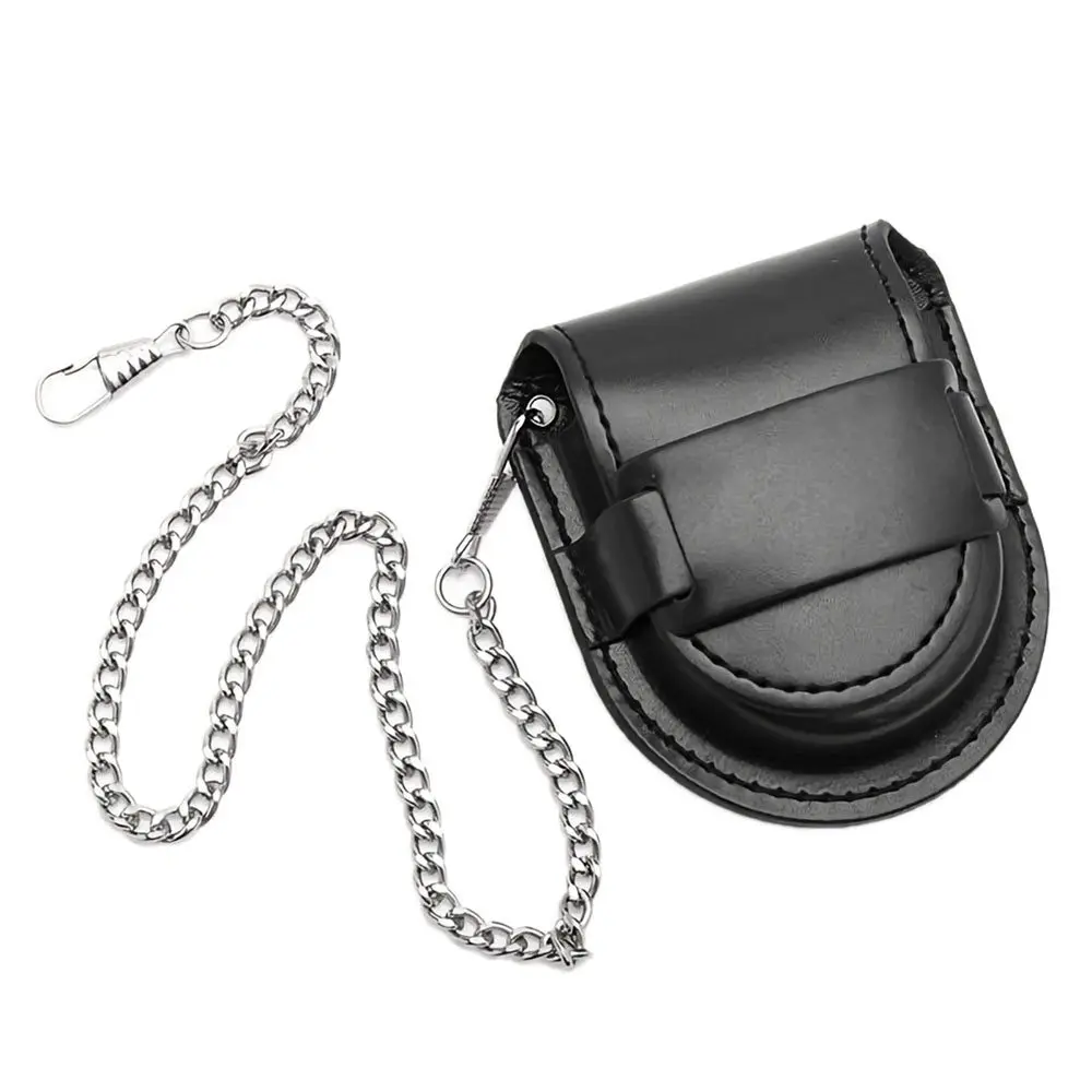 

Vintage Leather Chain Pocket Watch Holder Storage Case Box