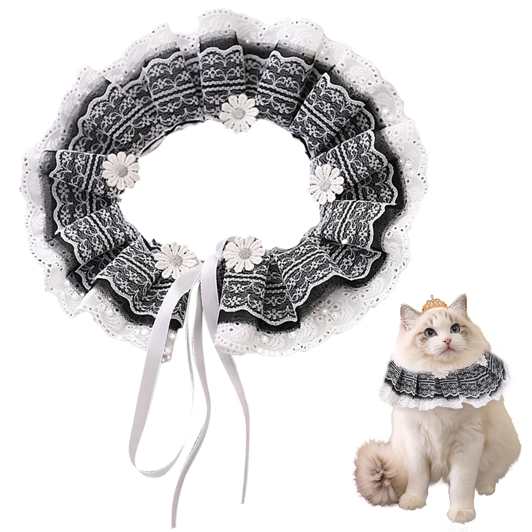

Fashion Adjustable Pet Dog Cat Neck Scarf Tie Pet Bib With Bell Cute Lace Pet Bandana Collar Neckerchief Dog Decor Accessories