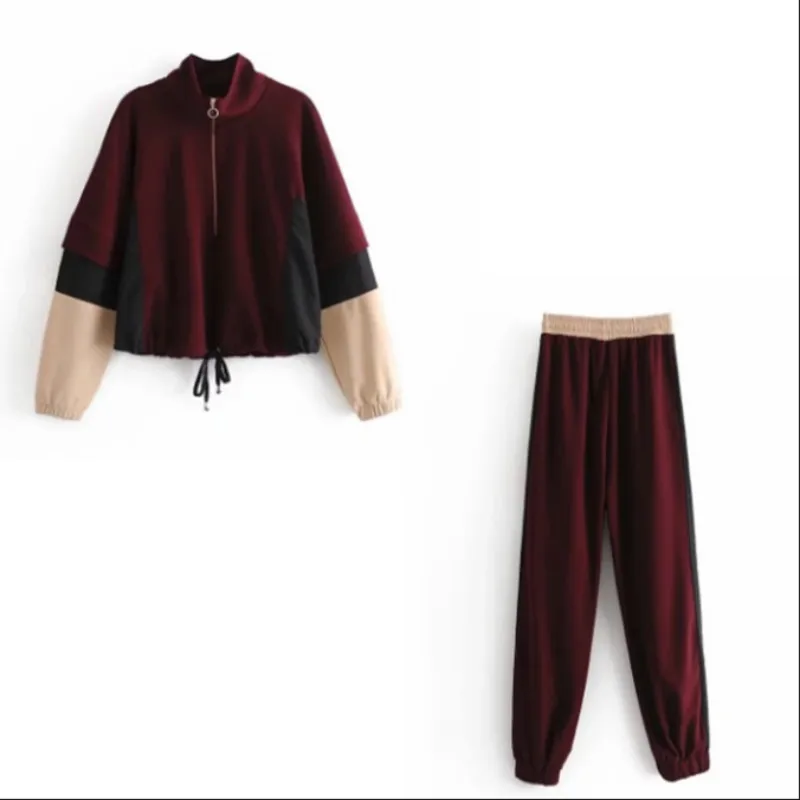 Женский комплект из 2 предметов осенняя куртка с отстрочкой и повседневные