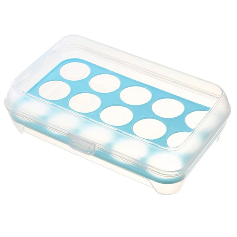 

Egg Tray for Refrigerator,15 Eggs Tray Holder with Lid,Portable Shatter-proof Covered Egg Container (Blue)
