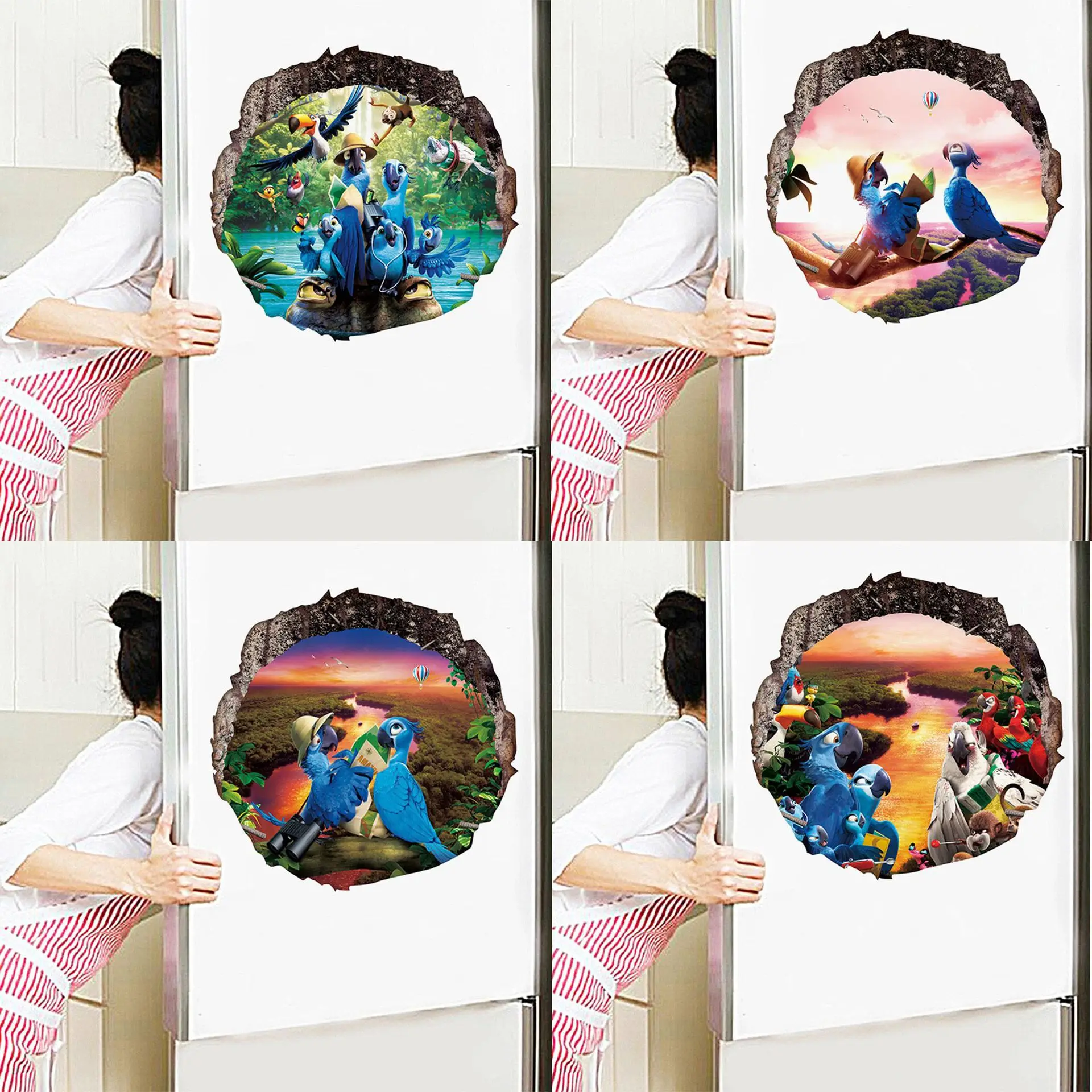 

Removable wall stickers, multiple parrots, creative refrigerator stickers, home environmental protection stickers