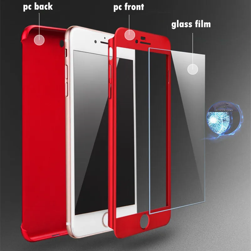 

360 Full Protective Phone Case For iPhone 8 7 Plus 6 6s Case 5 5S SE X 10 Full Cover For iPhone XR Xs Max X Cases With Glass