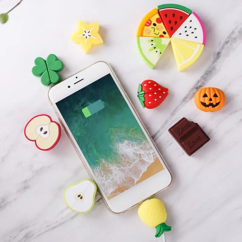 

Cartoon Fruit Series Cable Protector Organizer Holder Charging Cable Winder for iphone 8 7 6 5 USB Data Line Protection